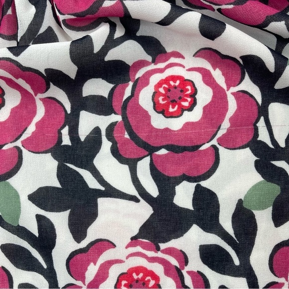 Loft Shirt Womens XS Blouse Off the Shoulder White Pink Rose Print Lined Chiffon - Picture 11 of 13